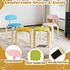 Colorful flower-shaped chairs and stools with curved backrests, perfect for children's playrooms and activities.