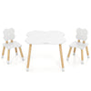 Flower-shaped kids table set with solid pine wood legs, ideal for playrooms and easy to clean.
