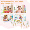 Flower-shaped kids table set with solid pine wood legs, perfect for eating, studying, and playing in playrooms.