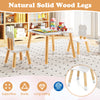 Close-up of solid pine wood legs on the flower-shaped kids table set, ensuring sturdiness and safety for young children.