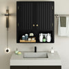 Fluted Bathroom Wall Cabinet with Open Shelf-Black - Gallery View 1 of 10