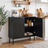 Fluted Buffet Cabinet with 2-Door Sideboard for Kitchen and Dining Room-Black - Gallery View 1 of 11