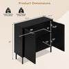 Fluted black buffet cabinet with two doors, spacious tabletop, and adjustable feet for versatile kitchen or dining room use.