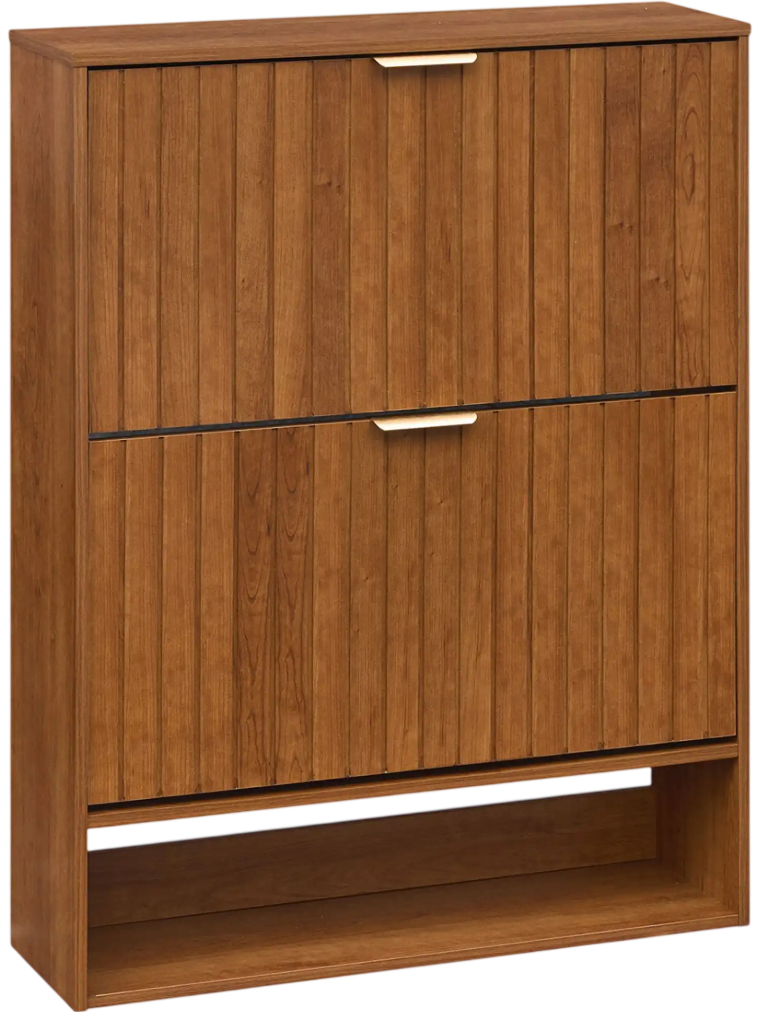Costway Fluted Hidden Shoe Cabinet 2 Flip Drawers Open Storage 12619631 New