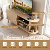 Fluted TV stand with spacious tabletop and 8 compartments, perfect for organizing decor and electronics in any room.
