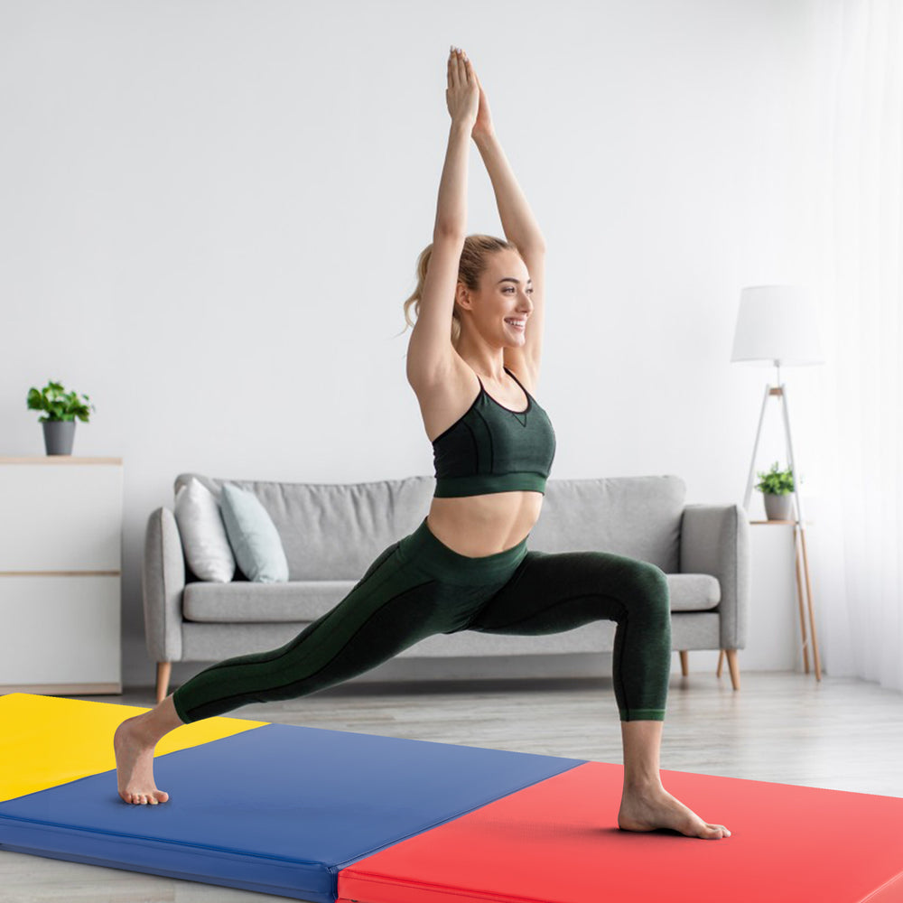 6 x 2 FT Tri-Fold Gym Mat with Handles and Removable Zippered Cover-Multicolor - Gallery View 1 of 6