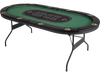 Foldable 10-player poker table with green felt, cup holders, USB ports, ideal for parties and outdoor gatherings.
