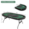 Foldable 10-player poker table with green felt, 3" cup holders, and USB ports, ideal for game nights and outdoor.