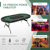 Foldable 10-player poker table with green surface, cup holders, USB ports, ideal for parties and gatherings.