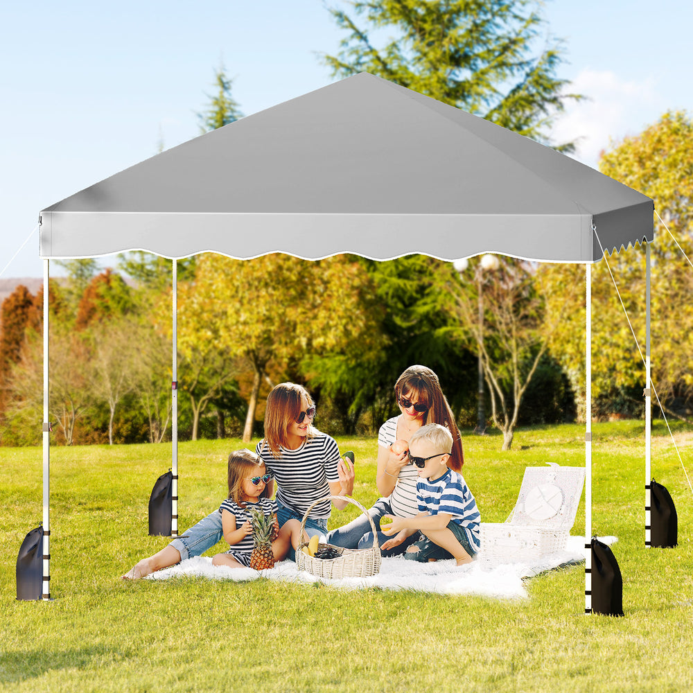 Foldable 10 X 10 Feet Pop up Canopy Tent with Wheeled Bag-Gray - Gallery View 1 of 10