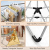 Foldable 2-tier clothes drying rack with aluminum and stainless steel, featuring adjustable rings for efficient drying.