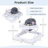 Foldable baby activity walker with adjustable height, detachable seat cushion, and safety features for 6-36 months old.