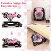 Convertible baby walker in pink racing car design, featuring adjustable heights and foldable for easy storage.