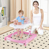 Foldable Baby Walker with 3 Adjustable Heights and Padded Seat-Pink - Gallery View 1 of 12