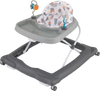 Foldable baby walker in gray with adjustable height, removable seat, and detachable feeding tray for kids 6-12 months.