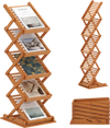 Foldable bamboo magazine rack with 5-tier inclined shelves, featuring 2 adjustable positions for versatile display options.