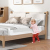 Foldable 60-inch baby bed guard rail in white with adjustable safety strap, providing safety and stability for toddlers.