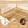 Foldable 60-inch baby bed guard rail with adjustable safety strap, T-shaped legs for stability, and soft padding for.