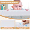 Foldable 60-inch baby bed guard rail in white with soft PP cotton padding and adjustable safety strap for toddler.