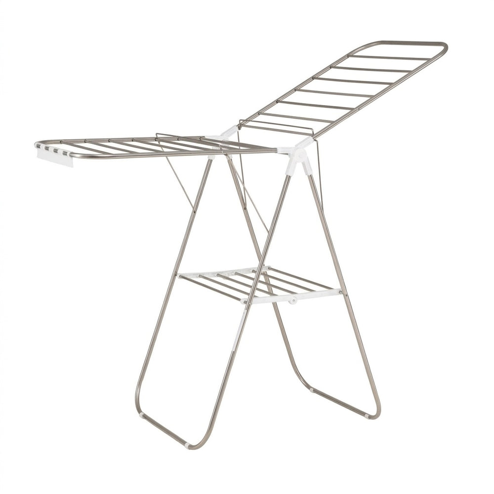 Foldable Clothes Drying Rack with Sock Clips Heavy-Duty Stainless Steel Frame-White - Gallery View 1 of 1