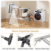 Large foldable clothes drying rack with adjustable wings, removable top bar, and non-slip foot pads for stability.