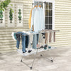 Large foldable clothes drying rack with adjustable height, featuring a tall hanging bar for indoor and outdoor use.