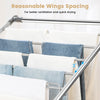 Large foldable clothes drying rack showing 3" wing spacing for improved ventilation and quick drying of garments.