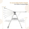 Large foldable clothes drying rack with adjustable height, featuring a tall hanging bar for versatile drying indoors or.