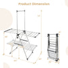 Large foldable clothes drying rack with adjustable height, stainless steel, and removable top bar for indoor or outdoor.