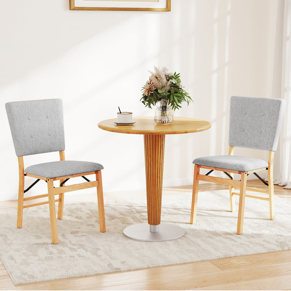 Foldable Dining Chair Set of 2 Armless Kitchen Chair with Padded Seat and Tilt Backrest-Gray - Gallery View 1 of 9
