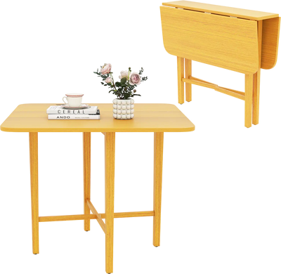 Costway Foldable Dining Table for 2-4 People Small Space Rubber Wood Legs 96302015 New