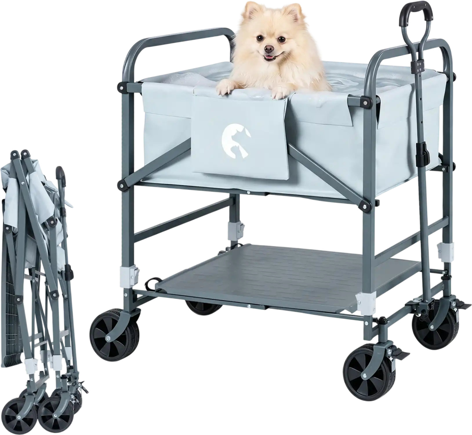 Costway Foldable Adjustable Height Dog Bath Cart w/ 4 Wheels 74397129 New