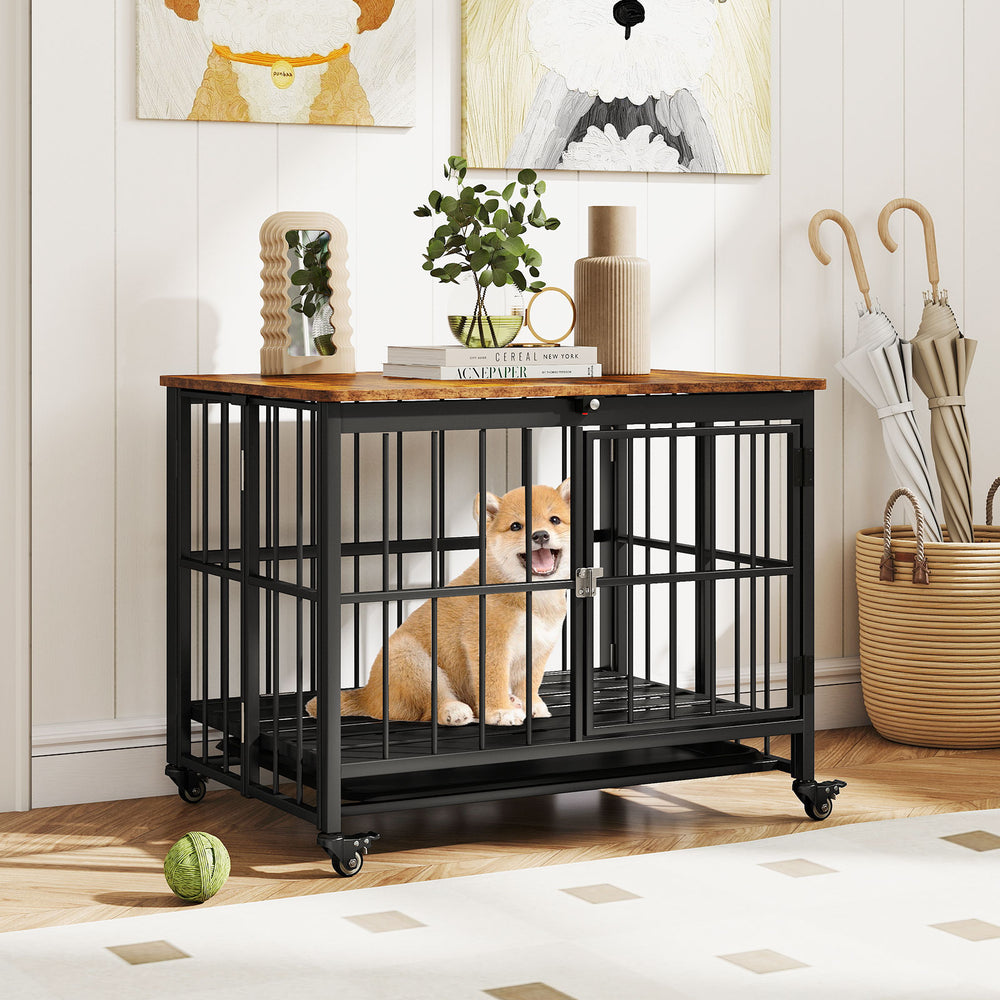 Foldable Dog Crate Furniture with Removable Tray and Lockable Door-S - Gallery View 1 of 11