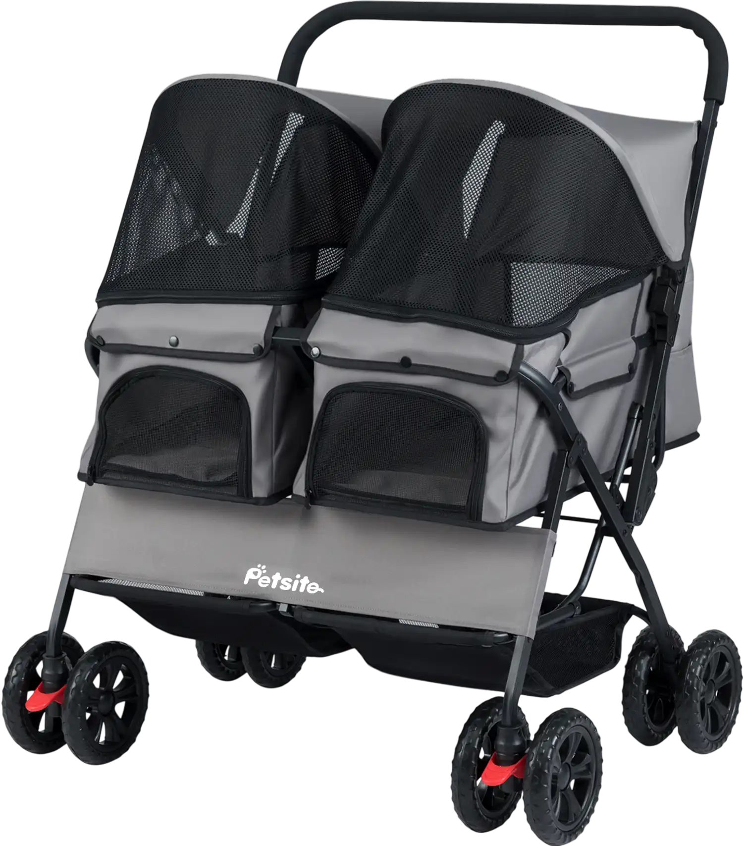 Costway Foldable Double Pet Stroller Adjustable Sunshade Storage Basket 22463835 New