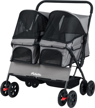 Costway Foldable Double Pet Stroller Adjustable Sunshade Storage Basket 22463835 New