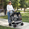 Foldable Double Pet Stroller with Adjustable Sunshade and Storage Basket-Gray - Gallery View 1 of 10