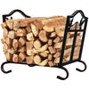 Foldable firewood log rack with a sturdy steel frame and leaf pattern design, perfect for indoor or outdoor wood.