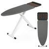 Foldable full-size ironing board with a heat-resistant surface and stable cross-shaped frame, ideal for small spaces.