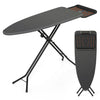 Collapsible ironing board with breathable fabric and padded heat-resistant surface, perfect for small laundry spaces.
