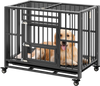 Foldable Heavy-Duty Metal Dog Cage Chew-proof Dog Crate with Lockable Universal Wheels