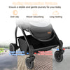 Spring suspension system of the foldable infant pram stroller, featuring anti-slip wheels for a smooth ride.
