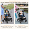 Foldable infant pram stroller in gray with a reversible seat, showcasing face inside and face outside options for.