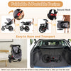 Foldable jogging stroller in gray with air-filled rubber tires, featuring a detachable tray for easy transport and.