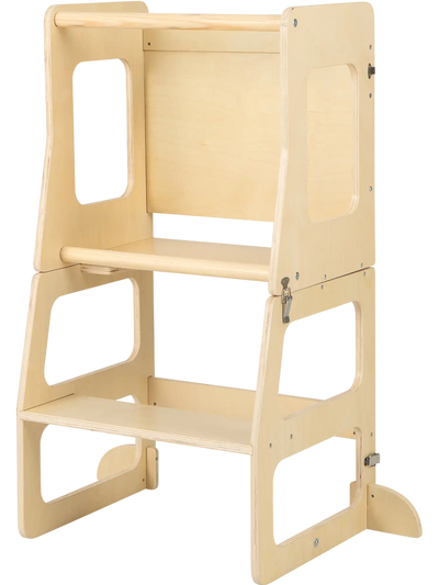 Costway 3-in-1 Foldable Toddler Kitchen Standing Tower w/ Chalkboard 21956784 New