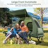 5-in-1 2-person foldable camping tent cot with large front sunshade, ideal for outdoor activities and comfortable.