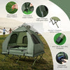 Foldable 2-person camping tent cot with air mattress, waterproof fabric, and sturdy frame for outdoor adventures.