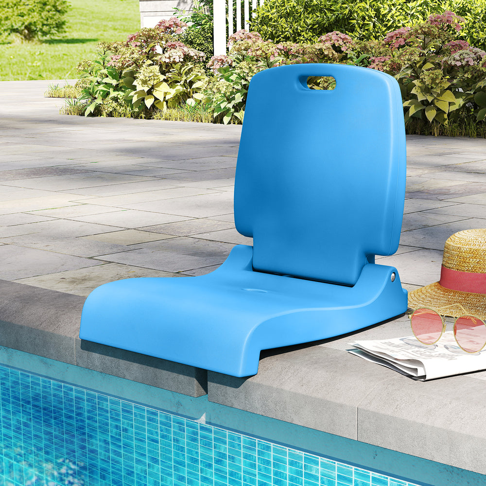 Foldable Outdoor Pool Chair with Handle and Back Support-Blue - Gallery View 1 of 9