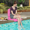 Foldable pink outdoor pool chair with back support, ideal for poolside relaxation and easy to carry.