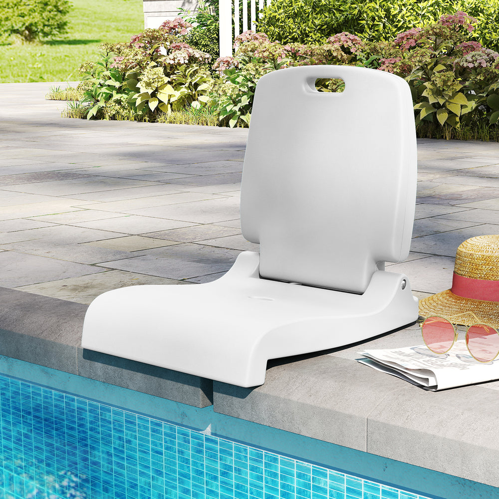 Foldable Outdoor Pool Chair with Handle and Back Support-White - Gallery View 1 of 9