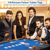 Portable 84 x 42 inch blue poker table top for 10 players with cushioned armrests, ideal for game nights and gatherings.